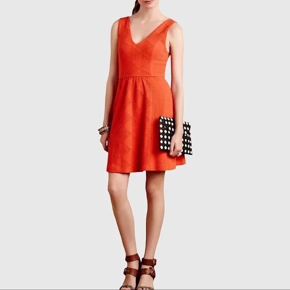 Anthropologie Maeve Double V Skater Flare Mini Dress EUC Size - 2 - Picture 1 of 11